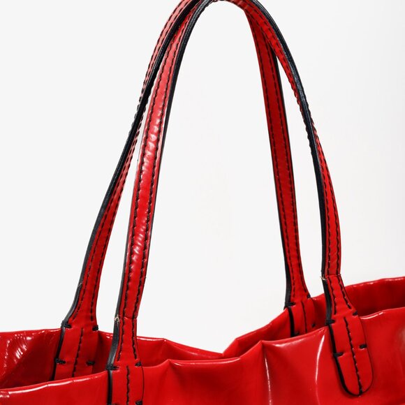 Valentino Red Patent Leather Lacca Bow Tote Shoulder Bag - Picture 4 of 12